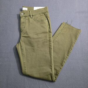 LOFT Women 26/2 Green Low Rise Modern Skinny Crop Raw Hem Jeans